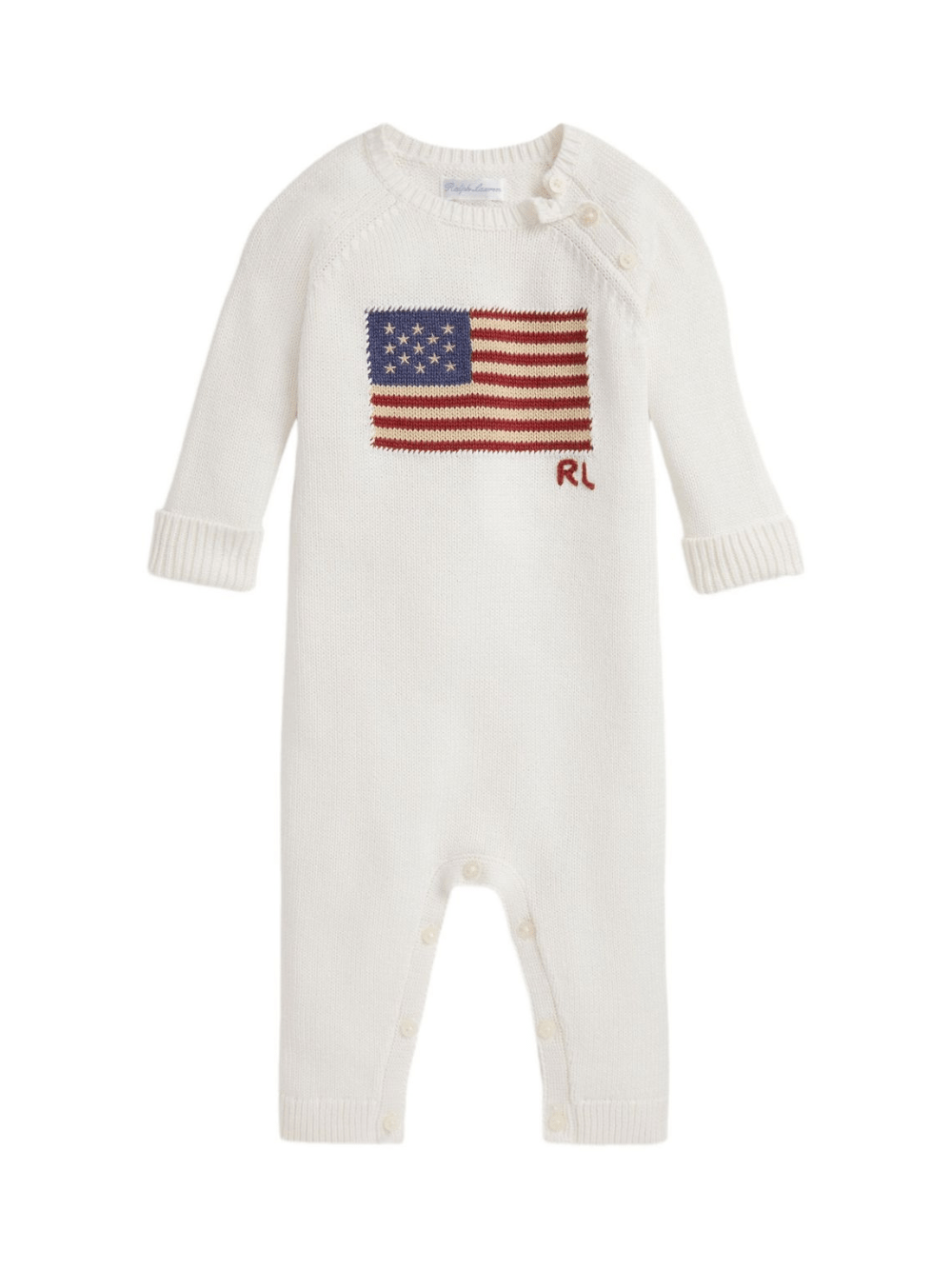 Tutina per neonato Polo Ralph Lauren Kids bianca con motivo a intarsio - Rubino Kids