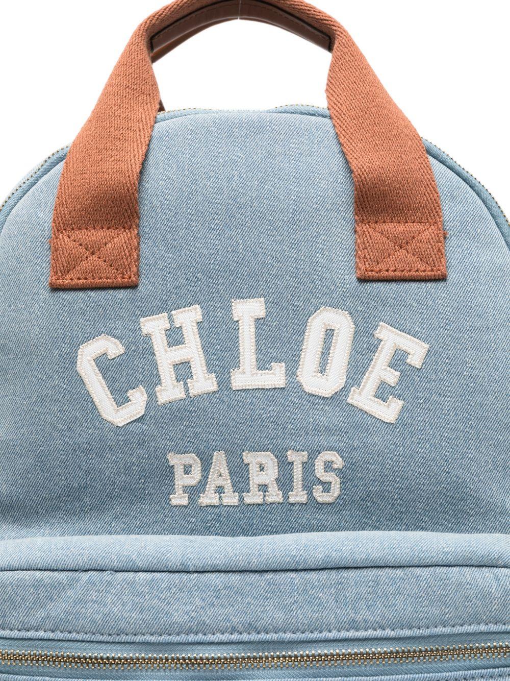 Zaino per bambina Chloé Kids azzurro con logo sul davanti - Rubino Kids