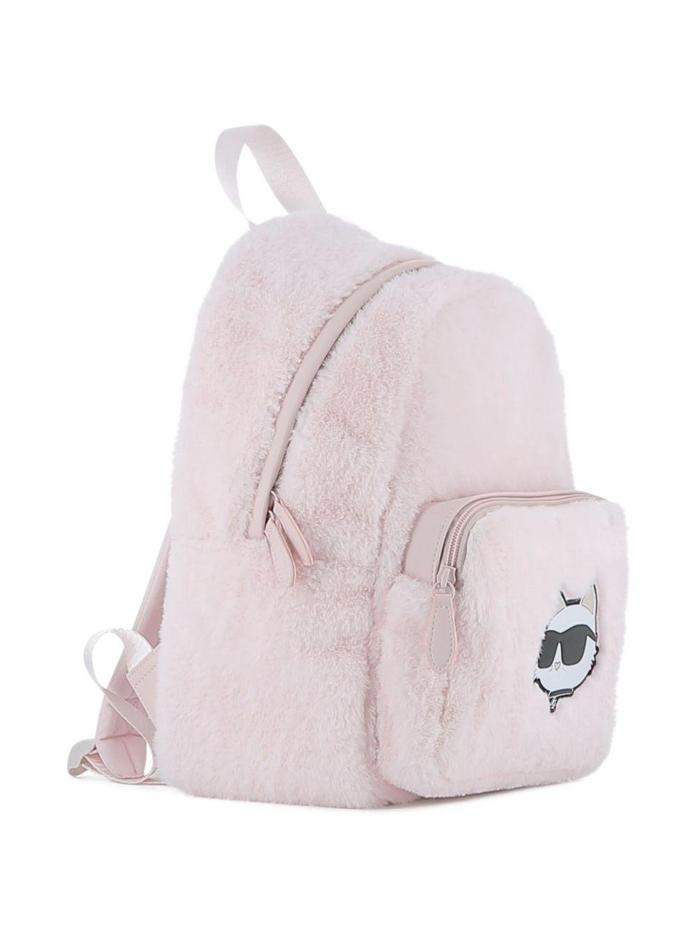 Zaino per bambina Karl Lagerfeld Kids rosa Choupette in pelliccia sintetica - Rubino Kids