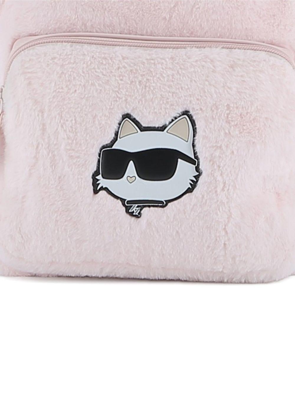 Zaino per bambina Karl Lagerfeld Kids rosa Choupette in pelliccia sintetica - Rubino Kids