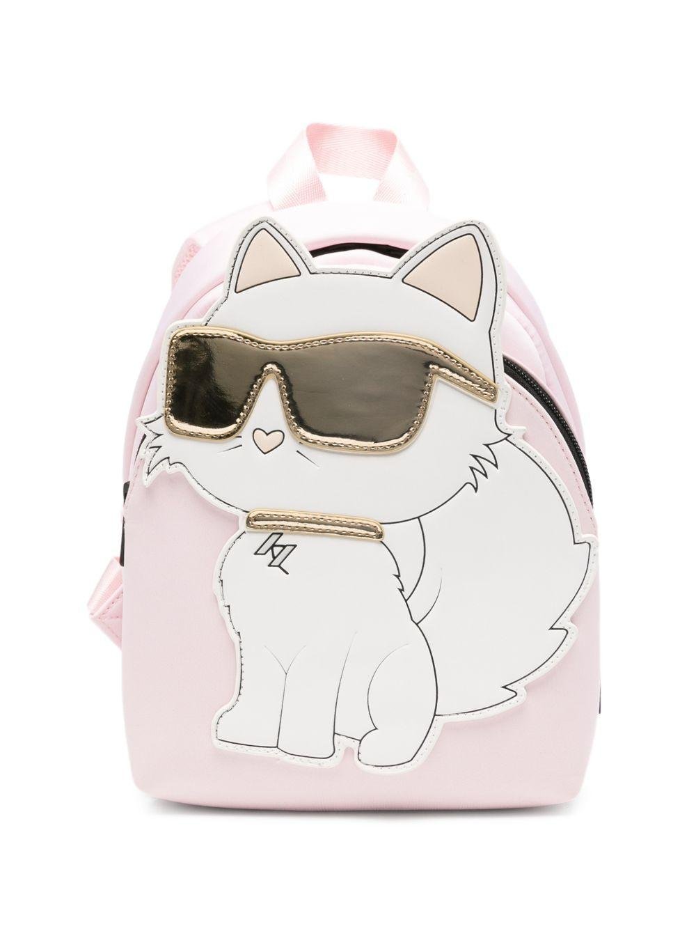 Zaino per bambina Karl Lagerfeld Kids rosa con applicazione gatto - Rubino Kids