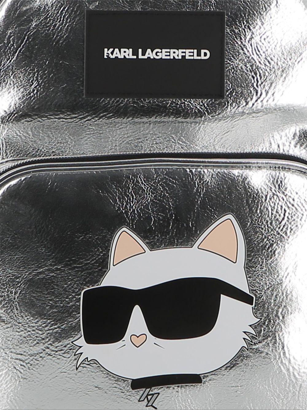 Zaino per bambini Karl Lagerfeld Kids argento con stampa - Rubino Kids