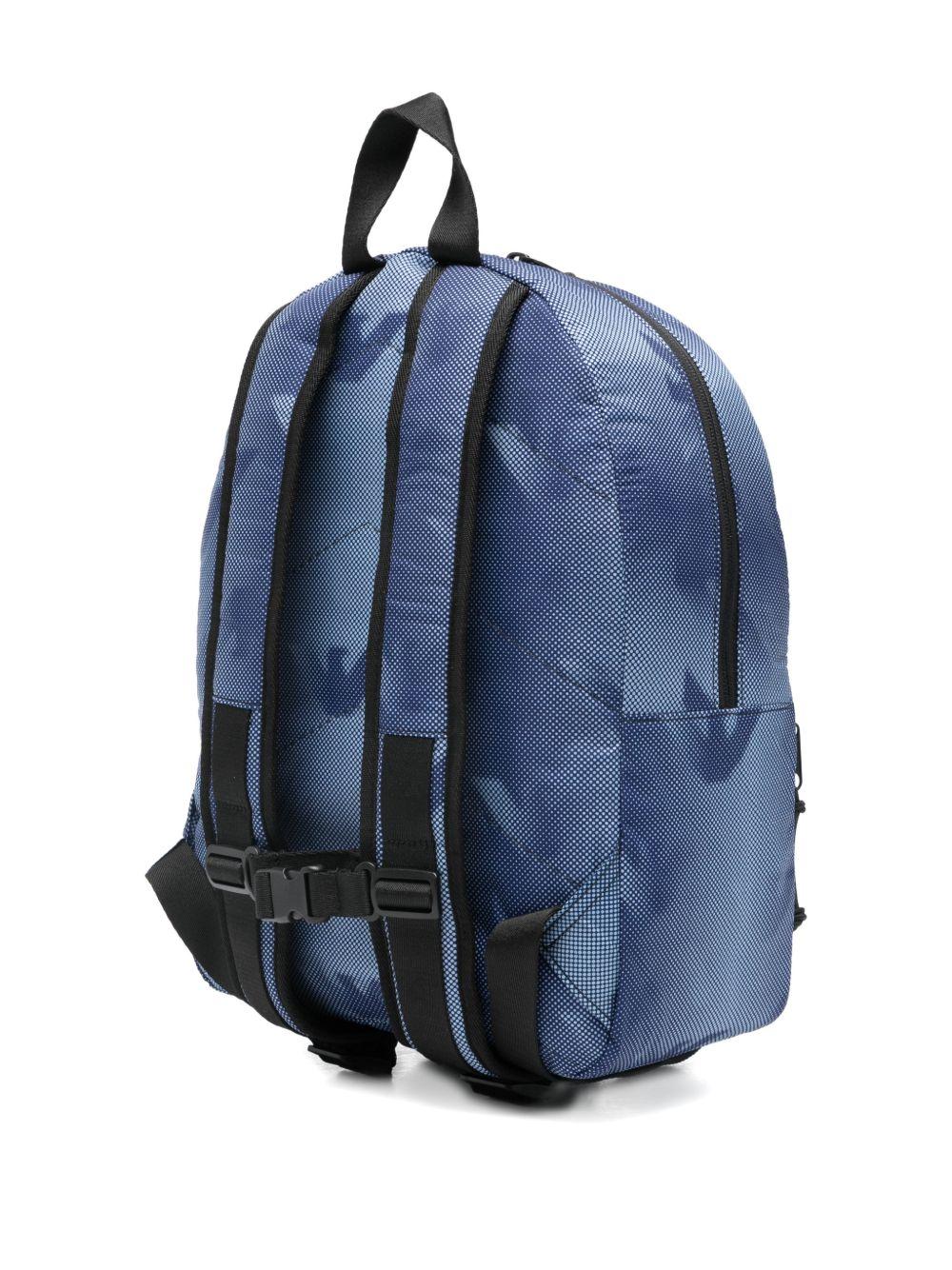 Zaino per bambino Emporio Armani Kids blu con logo aquila all - over - Rubino Kids