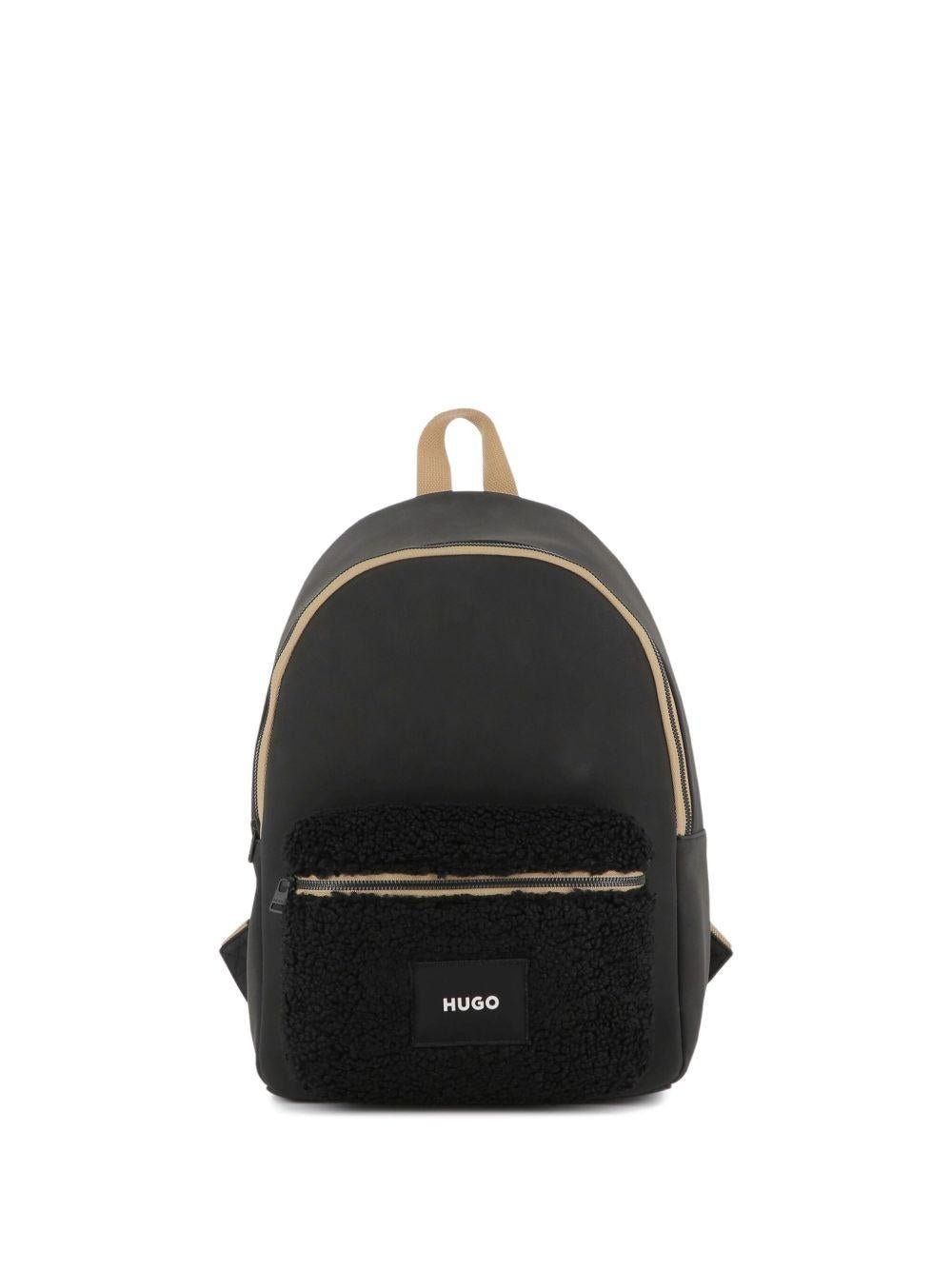 Zaino Rucksack per bambino Hugo Kids nero con applicazione frontale con logo - Rubino Kids
