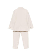 Abito a doppiopetto per bambino Paolo Pecora Kids beige con revers a lancia - Rubino Kids