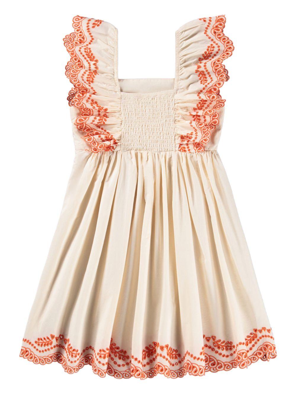 Abito Clementine per bambina Molo beige con dettagli arancioni - Rubino Kids
