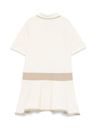 Abito con decorazione per bambina Moncler Enfant beige con colletto stile polo - Rubino Kids