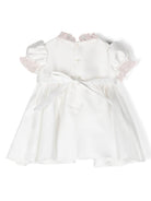 Abito con fiocco per neonata La Stupenderia bianco con pannelli in tulle - Rubino Kids