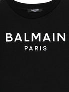 Abito con logo in rilievo per bambina Balmain Kids nero con girocollo - Rubino Kids
