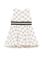 Abito con logo per bambina Elisabetta Franchi La Mia Bambina beige con dettaglio fiocco - Rubino Kids