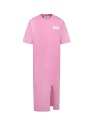 Abito con logo per bambina MSGM Kids rosa con stampa sul retro