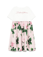 Abito con paillettes per bambina Dolce & Gabbana Kids multicolor con stampa a fiori - Rubino Kids