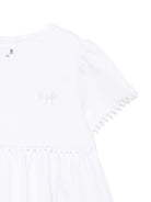 Abito con ricamo per neonata Il Gufo bianco con taglio svasato - Rubino Kids