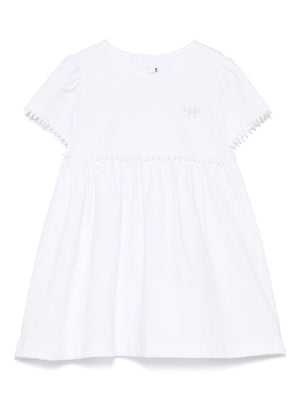 Abito con ricamo per neonata Il Gufo bianco con taglio svasato