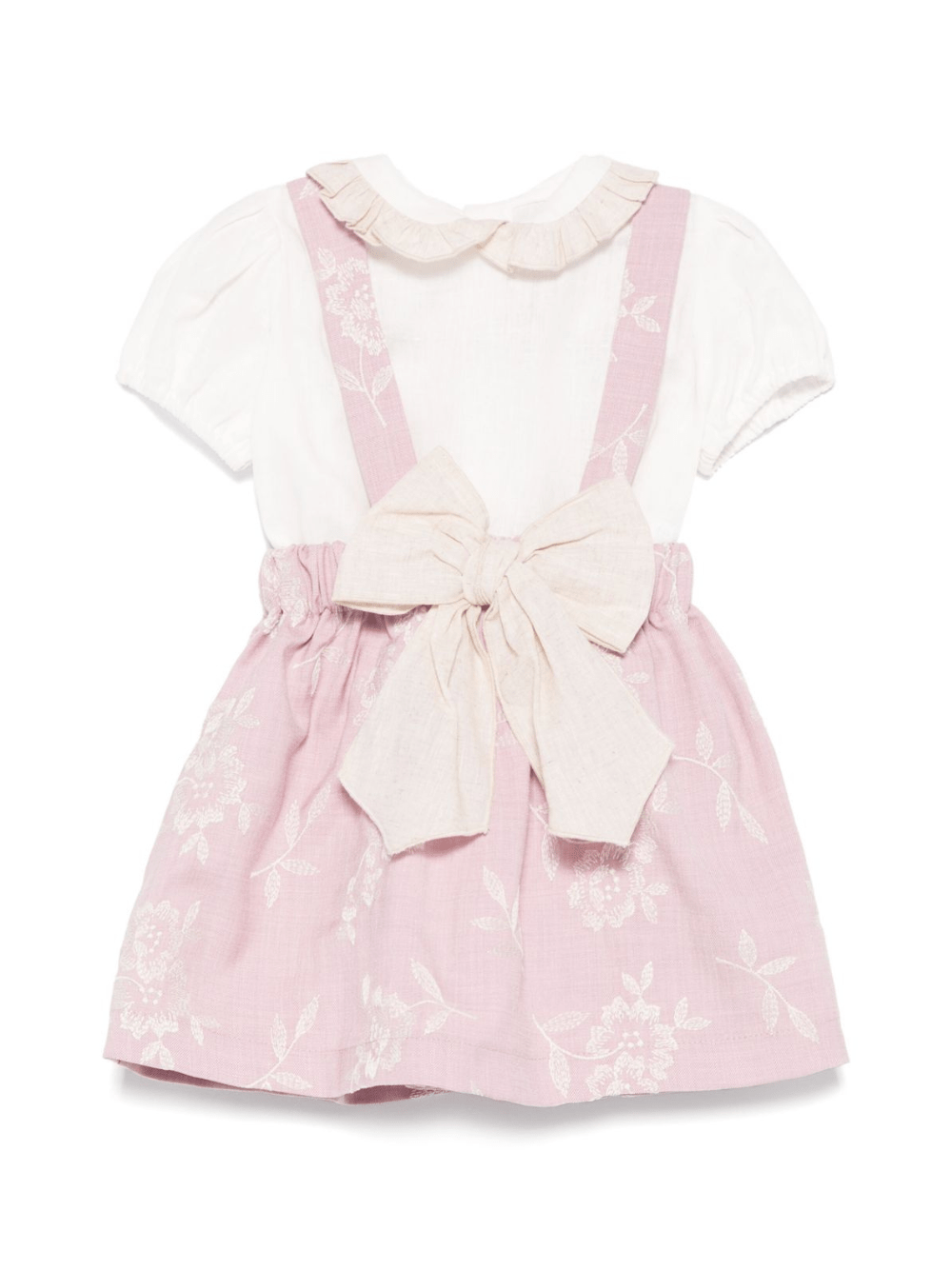 Abito con ricamo per neonata La Stupenderia rosa con maniche corte - Rubino Kids
