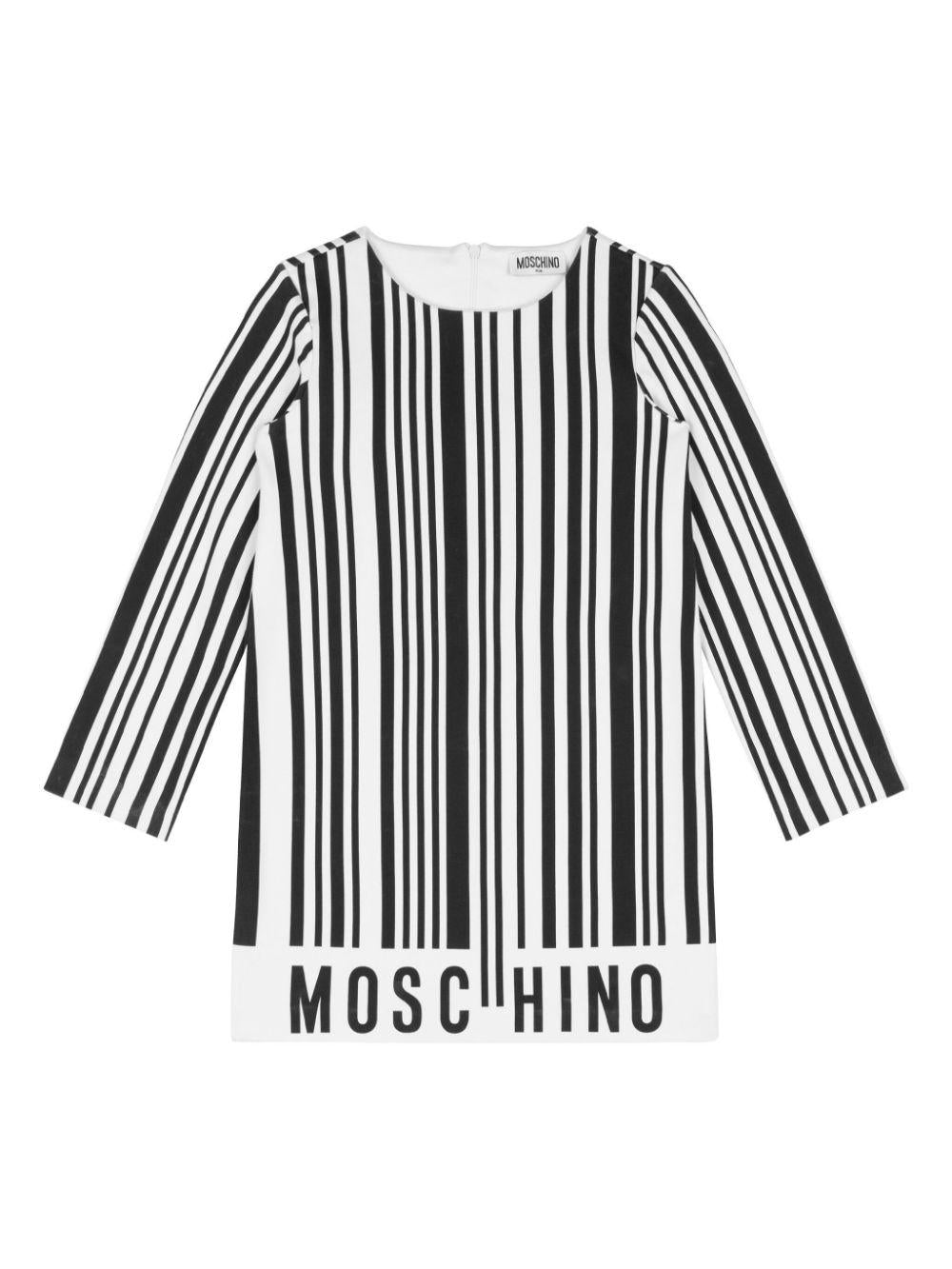 Abito con stampa broccata per bambina Moschino Kids bianco con girocollo - Rubino Kids