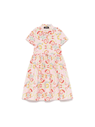 Abito con stampa floreale per bambina Versace Kids rosa con chiusura laterale nascosta - Rubino Kids