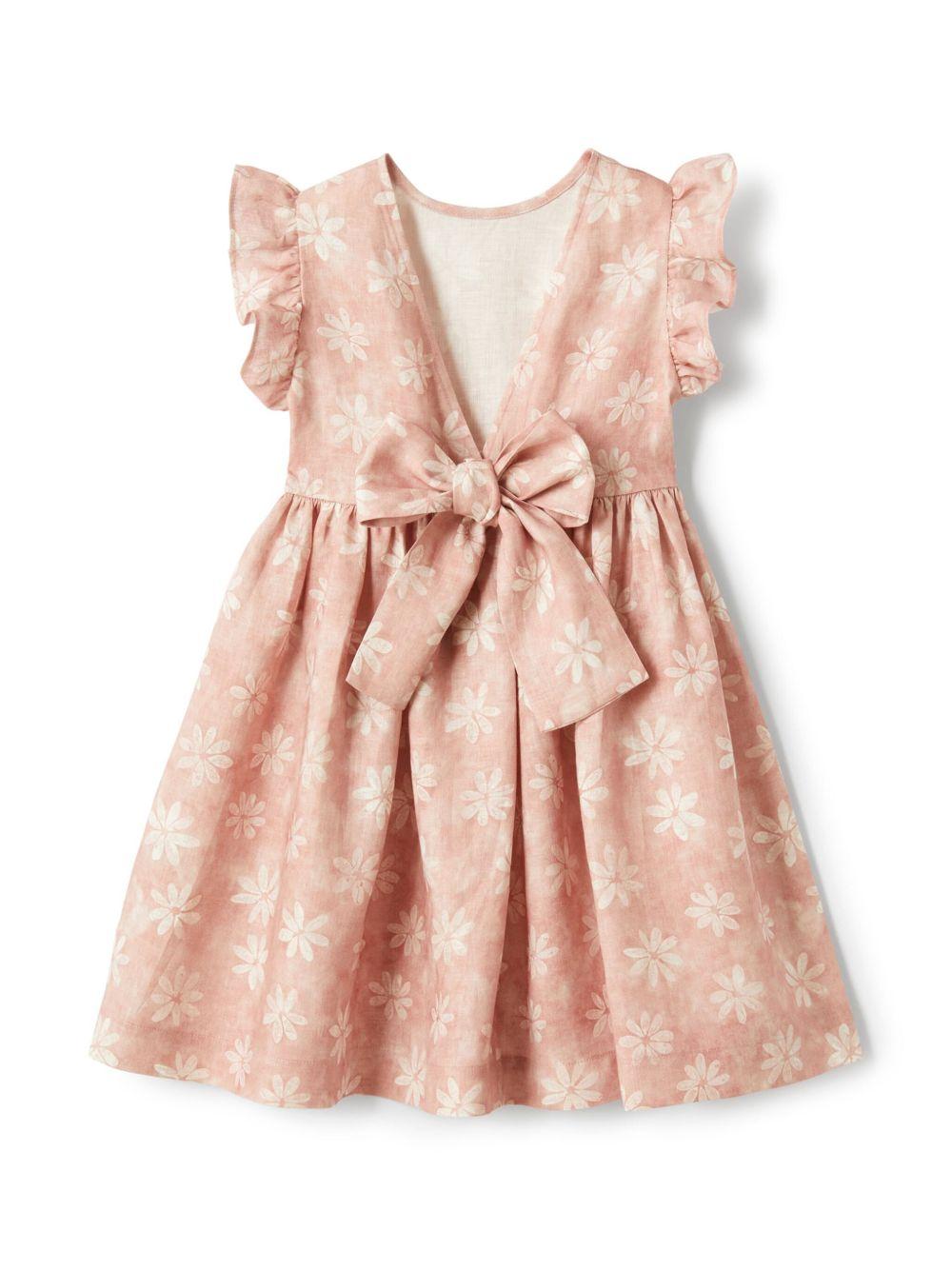 Abito con stampa per bambina Il Gufo rosa con dettaglio fiocco - Rubino Kids