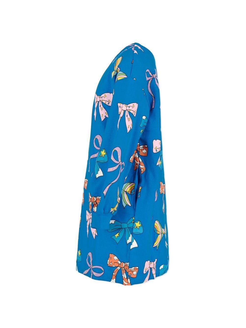 Abito corto per bambina Stella McCartney Kids blu con stampa con fiocchi - Rubino Kids