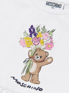 Abito da bambina Moschino Kids bianco con ricamo a fiori - Rubino Kids