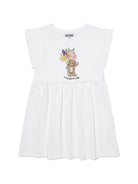 Abito da bambina Moschino Kids bianco con ricamo a fiori - Rubino Kids