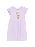 Abito da bambina Moschino Kids viola con ricamo a fiori - Rubino Kids