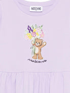 Abito da bambina Moschino Kids viola con ricamo a fiori - Rubino Kids