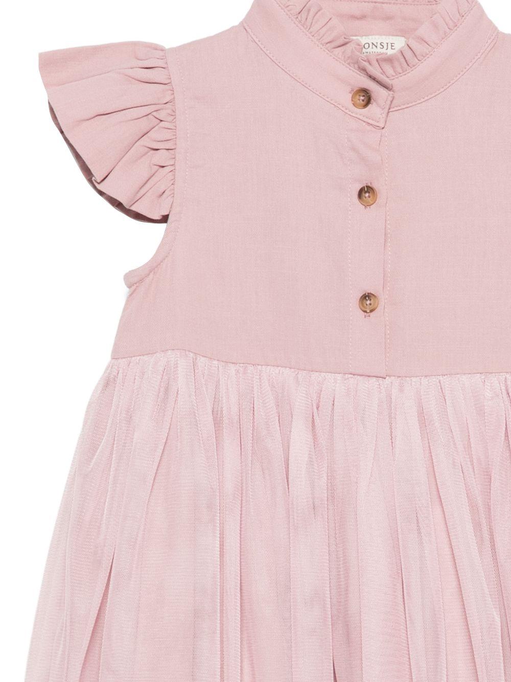 Abito Fleurance per bambina Donsje rosa con ruches - Rubino Kids