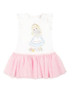 Abito in cotone per neonata Monnalisa bianco con stampa Alice - Rubino Kids