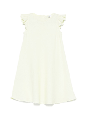 The Owl yellow linen dress for girls with ruffles