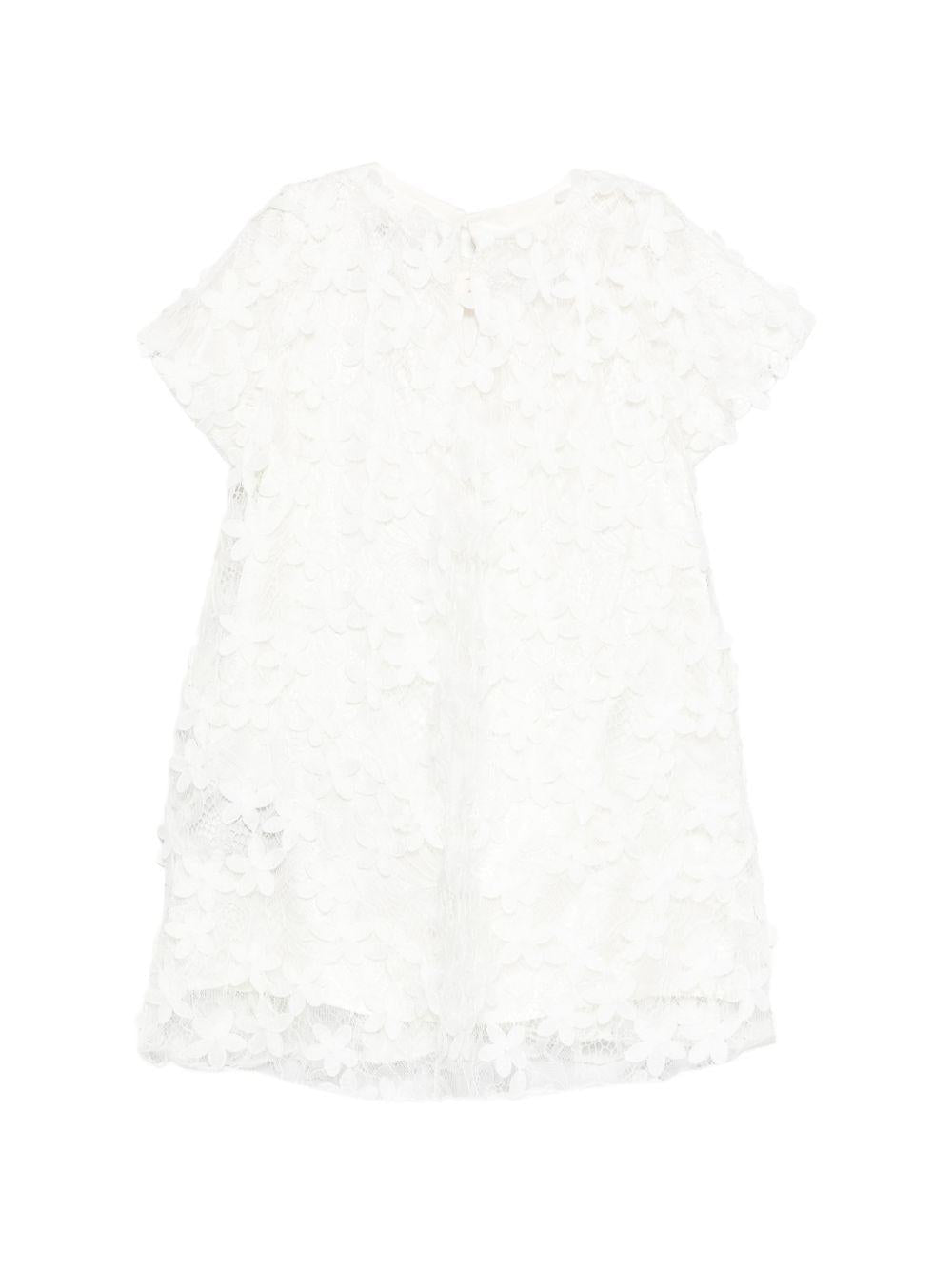 Abito in pizzo per bambina Balmain Kids bianco con ricamo a fiori - Rubino Kids