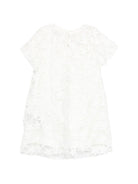 Abito in pizzo per bambina Balmain Kids bianco con ricamo a fiori - Rubino Kids