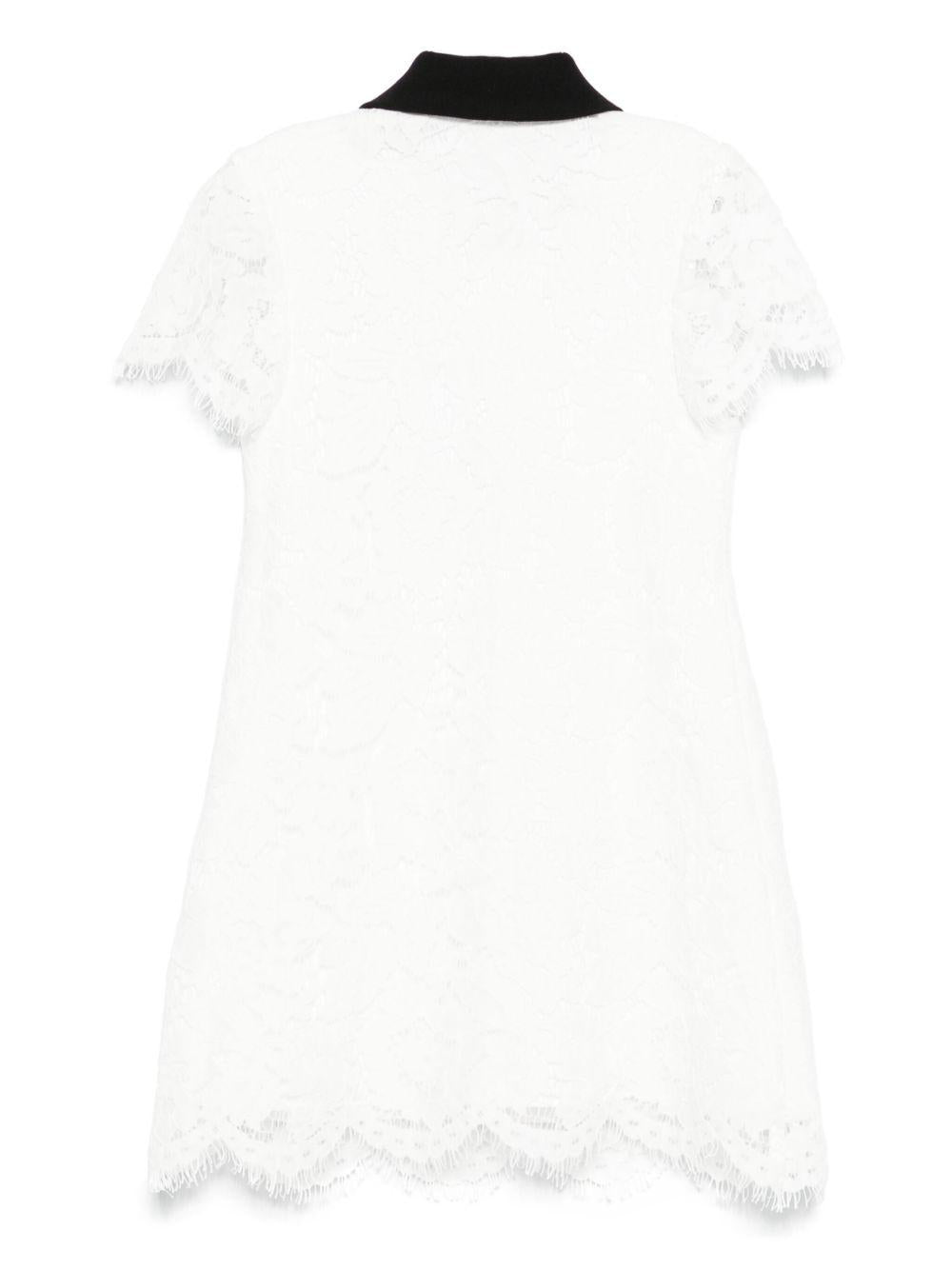 Abito in pizzo per bambina Self - Portrait bianco con colletto a contrasto - Rubino Kids