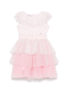Abito in tulle per bambina Monnalisa rosa con rete in tulle - Rubino Kids