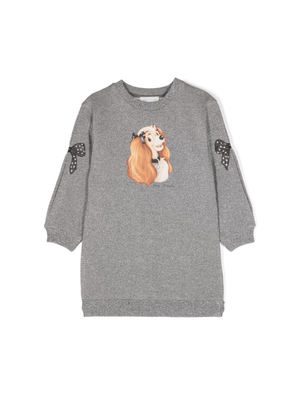 Abito lamé x Disney per bambina Monnalisa grigio con trama jersey