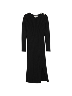 Michael Kors Kids Black Ribbed Long Sleeve Dress for Girls