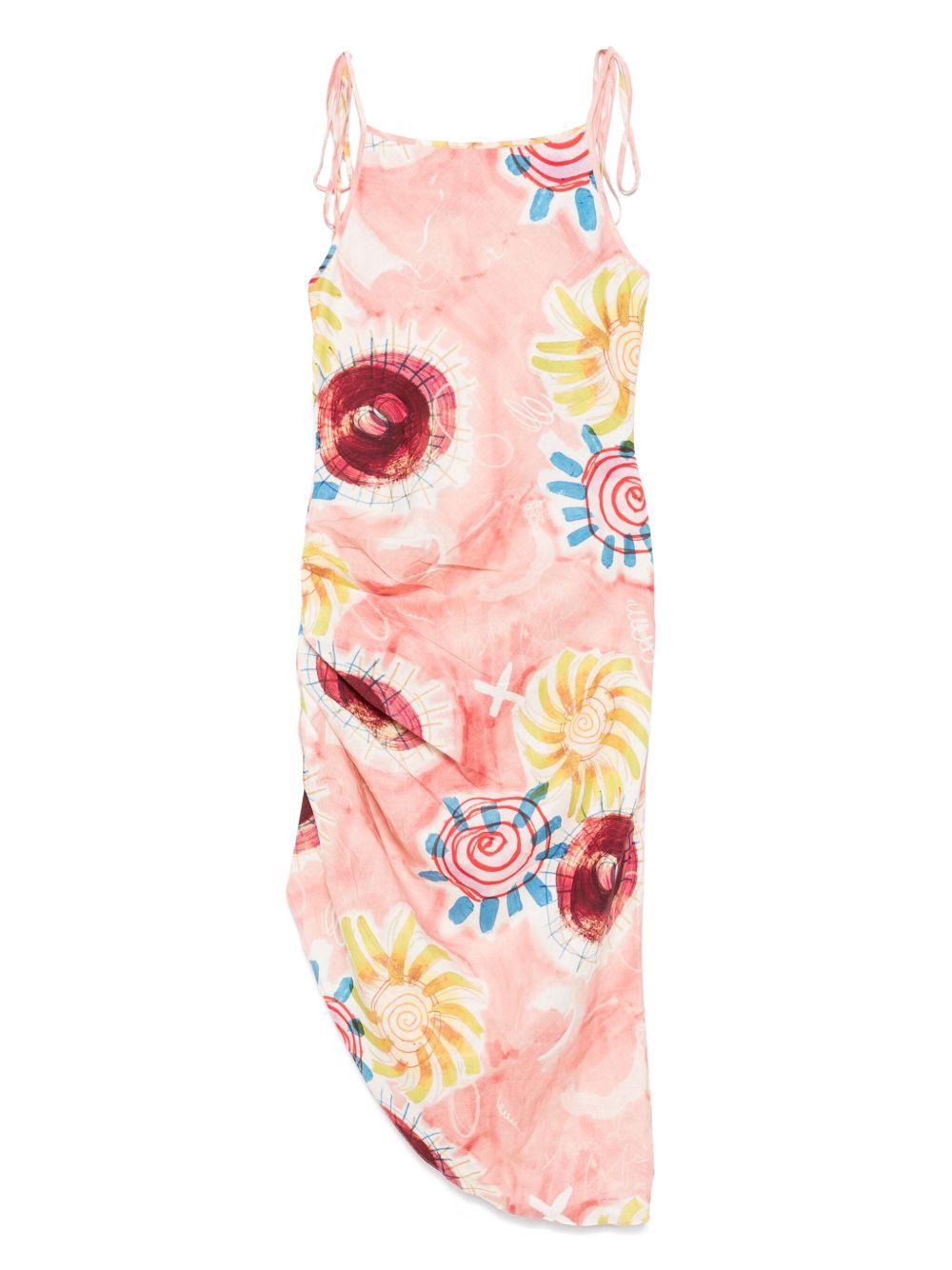 Abito lungo per donna Scotch & Soda rosa con stampa astratta - Rubino Kids