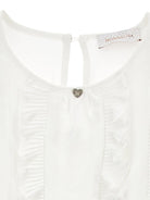 Abito modello tuta per bambina Monnalisa bianca con ruches e cintura - Rubino Kids