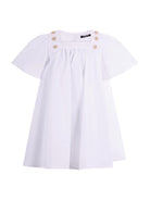 Abito per bambina Balmain Kids bianco con corpetto arricciato - Rubino Kids