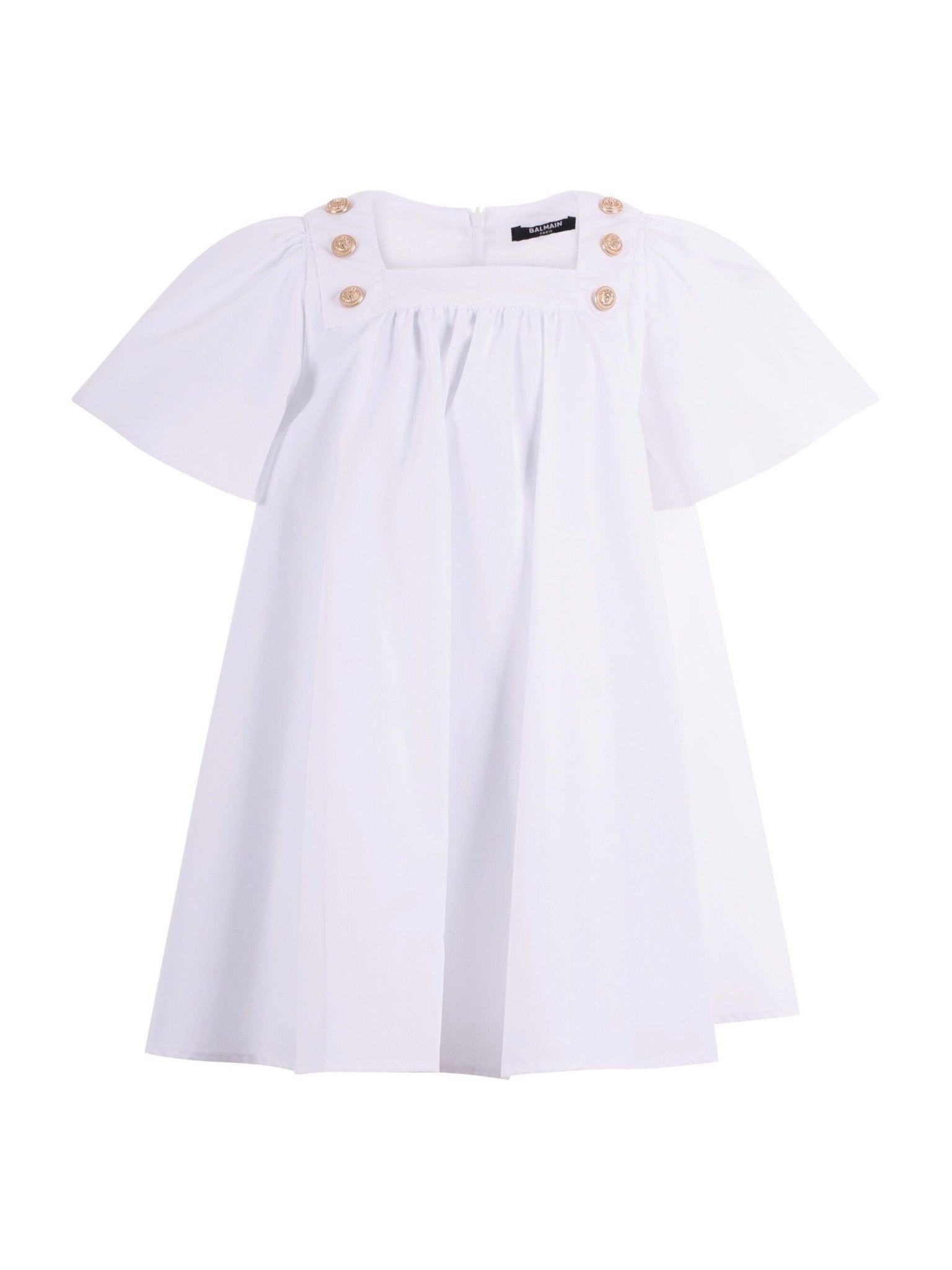 Abito per bambina Balmain Kids bianco con corpetto arricciato - Rubino Kids