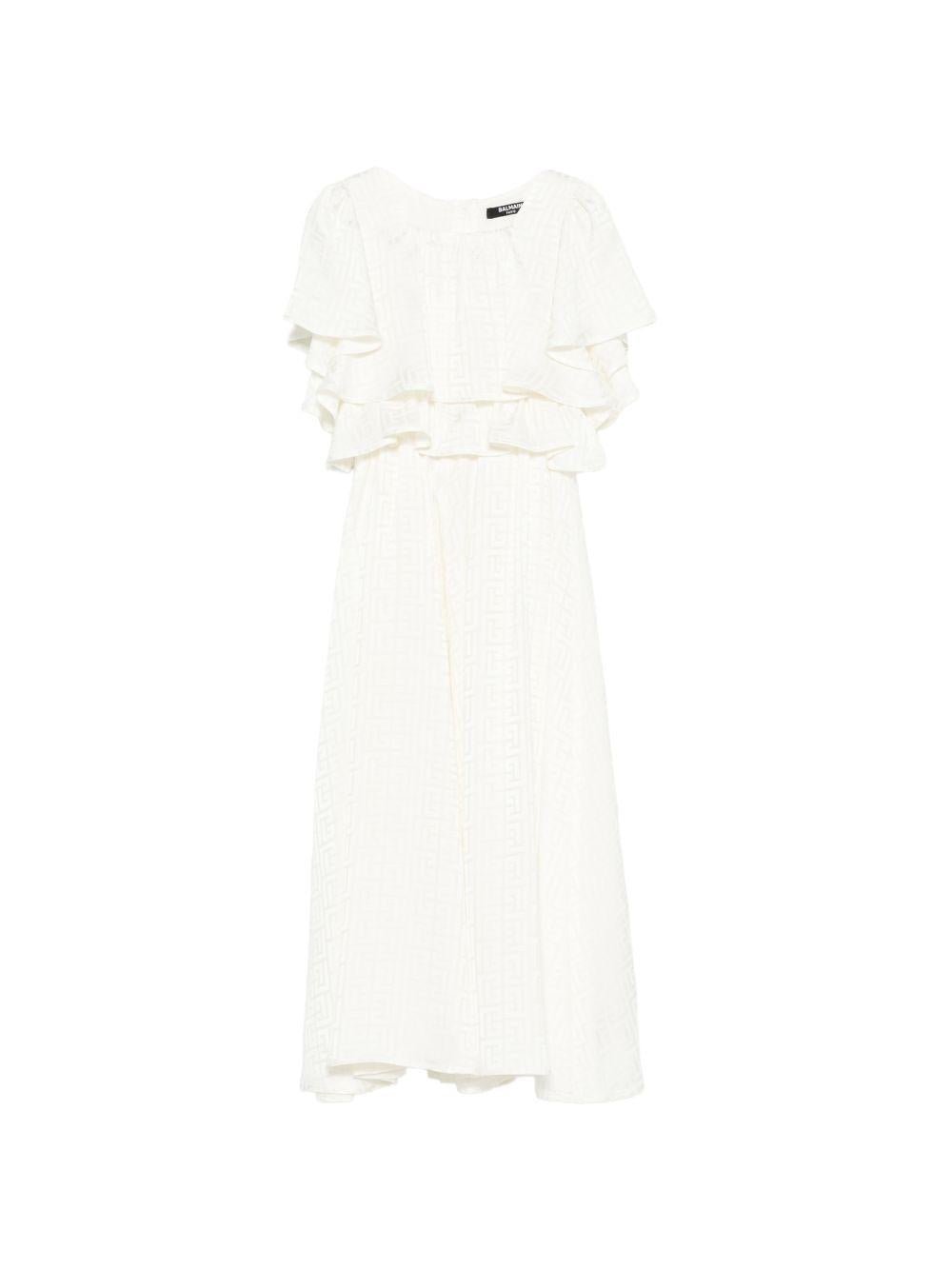 Abito per bambina Balmain Kids bianco con ruches - Rubino Kids