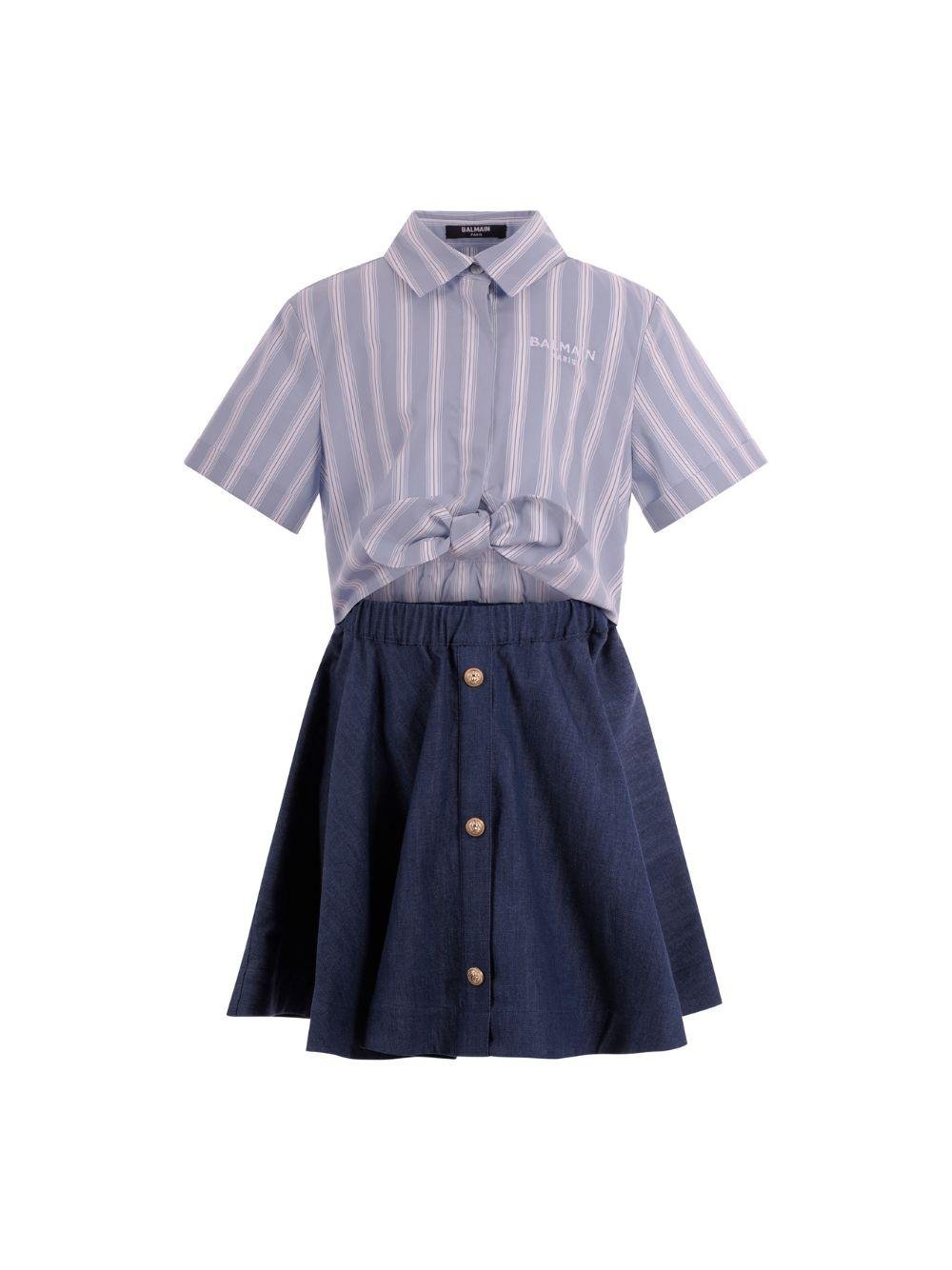 Abito per bambina Balmain Kids multicolor con logo sul davanti - Rubino Kids