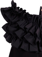 Abito per bambina Balmain Kids nero con ruches - Rubino Kids