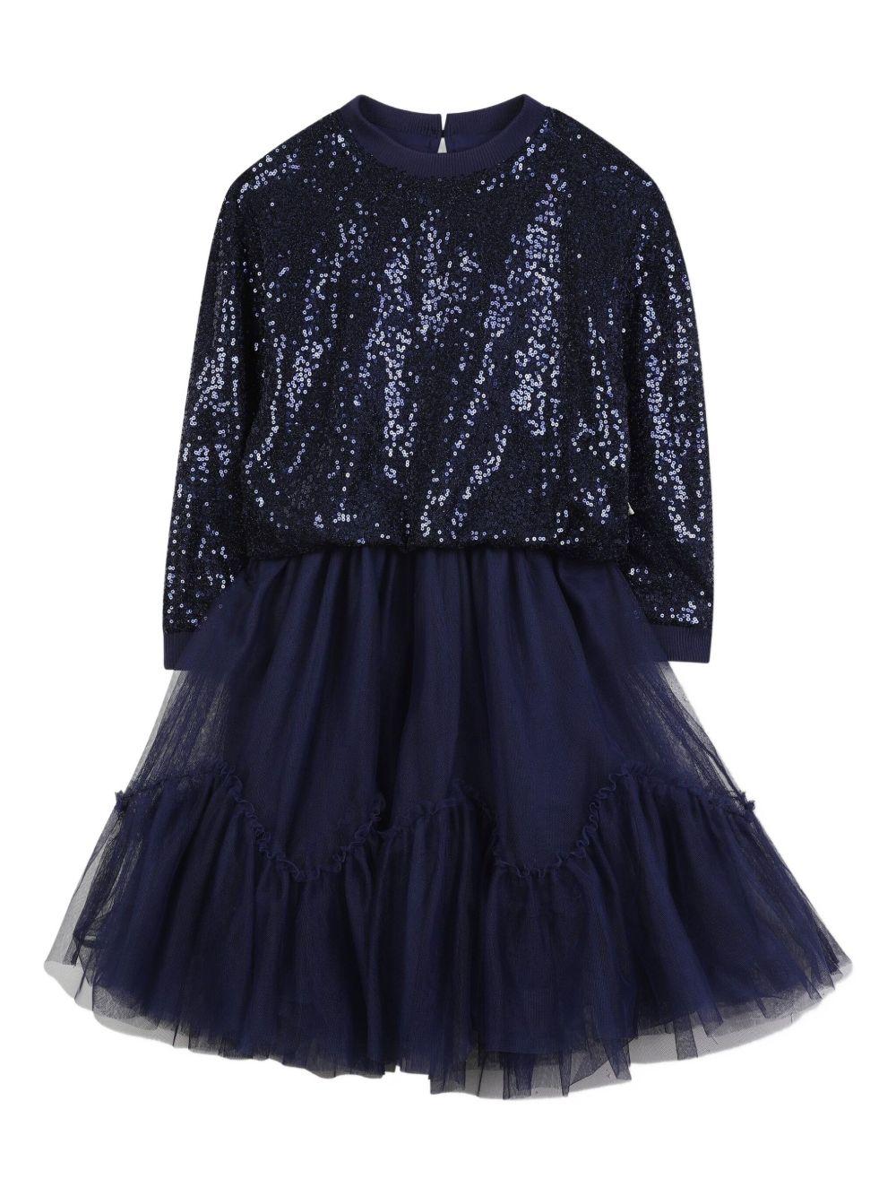 Abito per bambina Billieblush blu in tulle con paillettes - Rubino Kids
