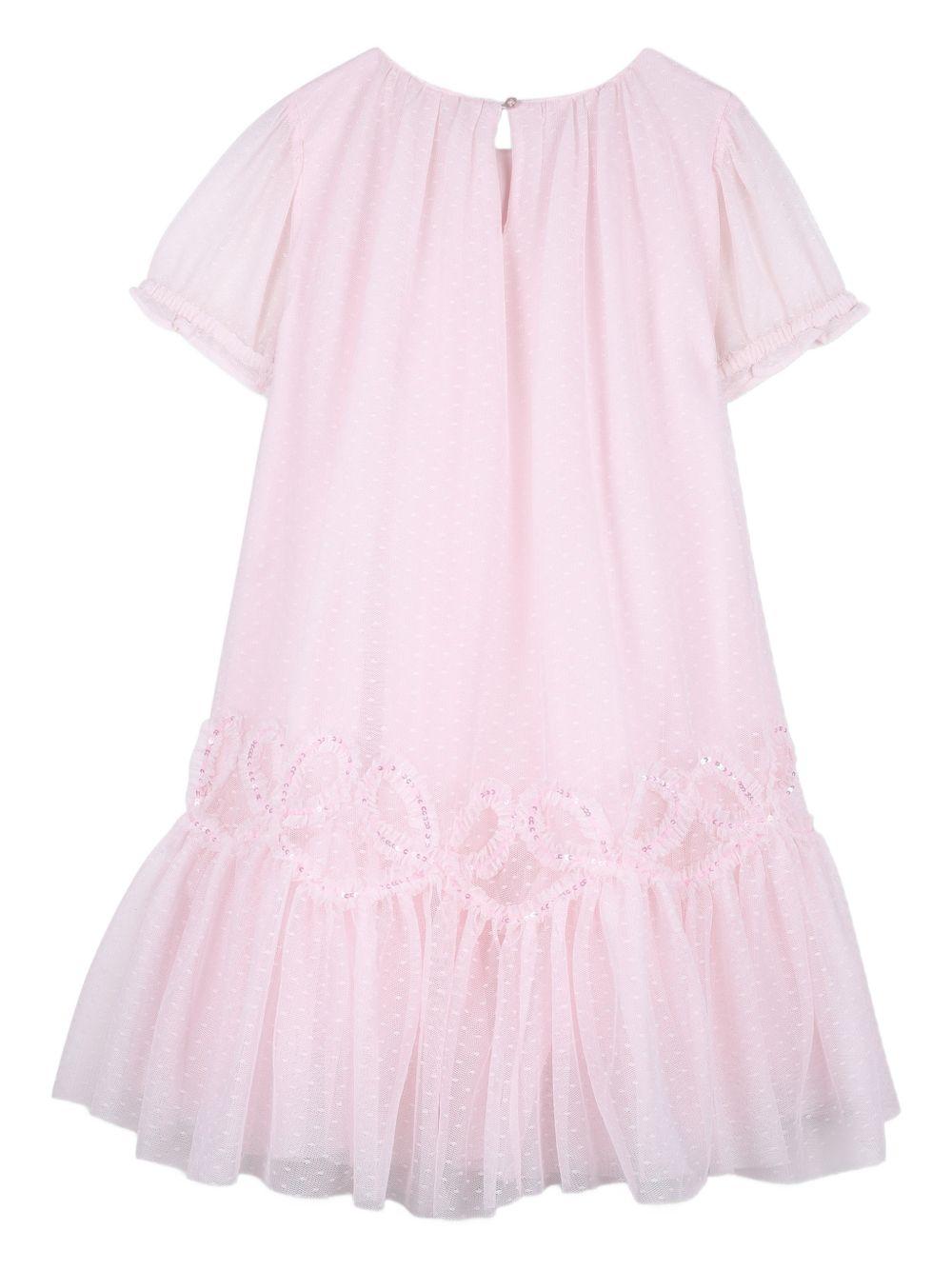 Abito per bambina Billieblush rosa con paillettes e ruches - Rubino Kids