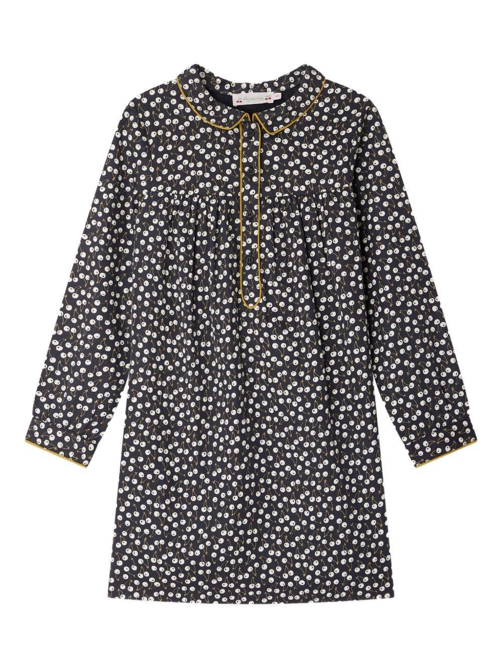 Abito per bambina Bonpoint Dorothee nero con stampa ciliegie - Rubino Kids