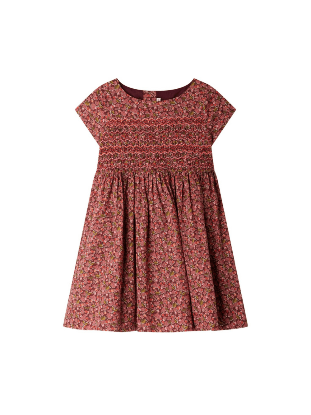 Abito per bambina Bonpoint rosso con stampa a fiori e ciliegie - Rubino Kids