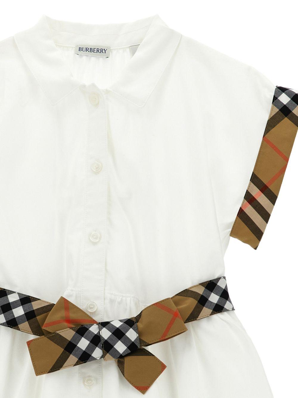 Abito per bambina Burberry Kids bianco con chiusura frontale con bottoni - Rubino Kids