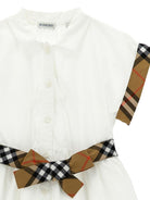 Abito per bambina Burberry Kids bianco con chiusura frontale con bottoni - Rubino Kids