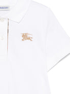 Abito per bambina Burberry Kids bianco stile polo con cintura in vita - Rubino Kids